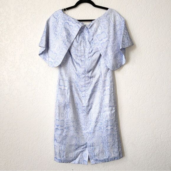 NWT B Michael America Red Collection‎ Blue Draped Collar Snakeskin Dress Size 10 - Picture 5 of 8